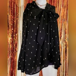 Juicy Couture Large Black Pearl Print Blouse